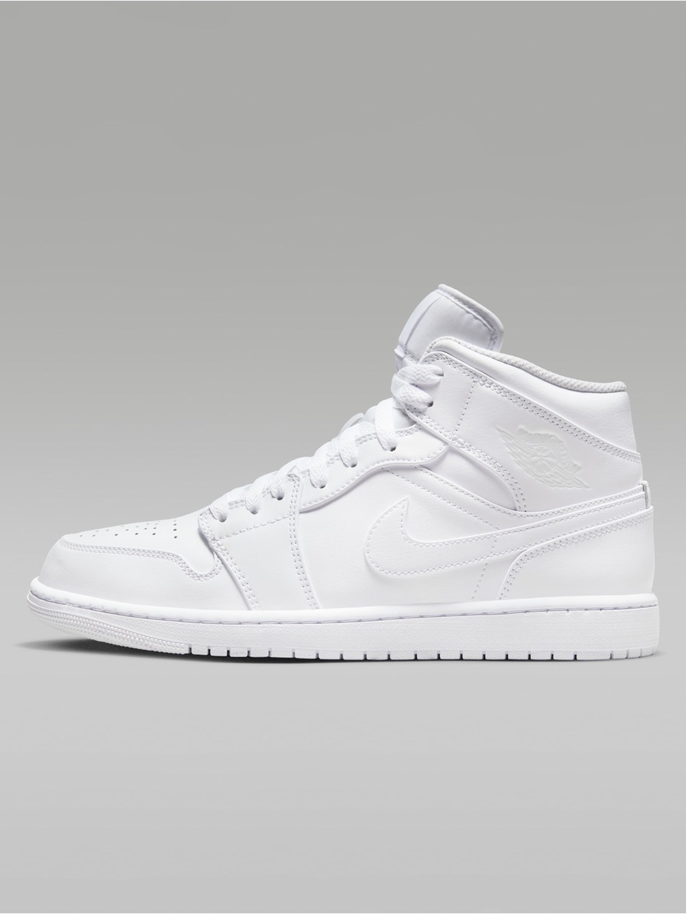 Jordan 1 triple White Mid-Top Leather Sneaker shoe athletic retro men 8.5 - Picture 2 of 12